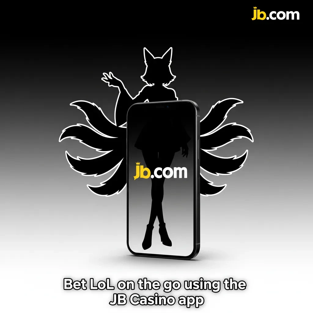 Mobile screen showing JB Casino app with League of Legends betting options and live odds.