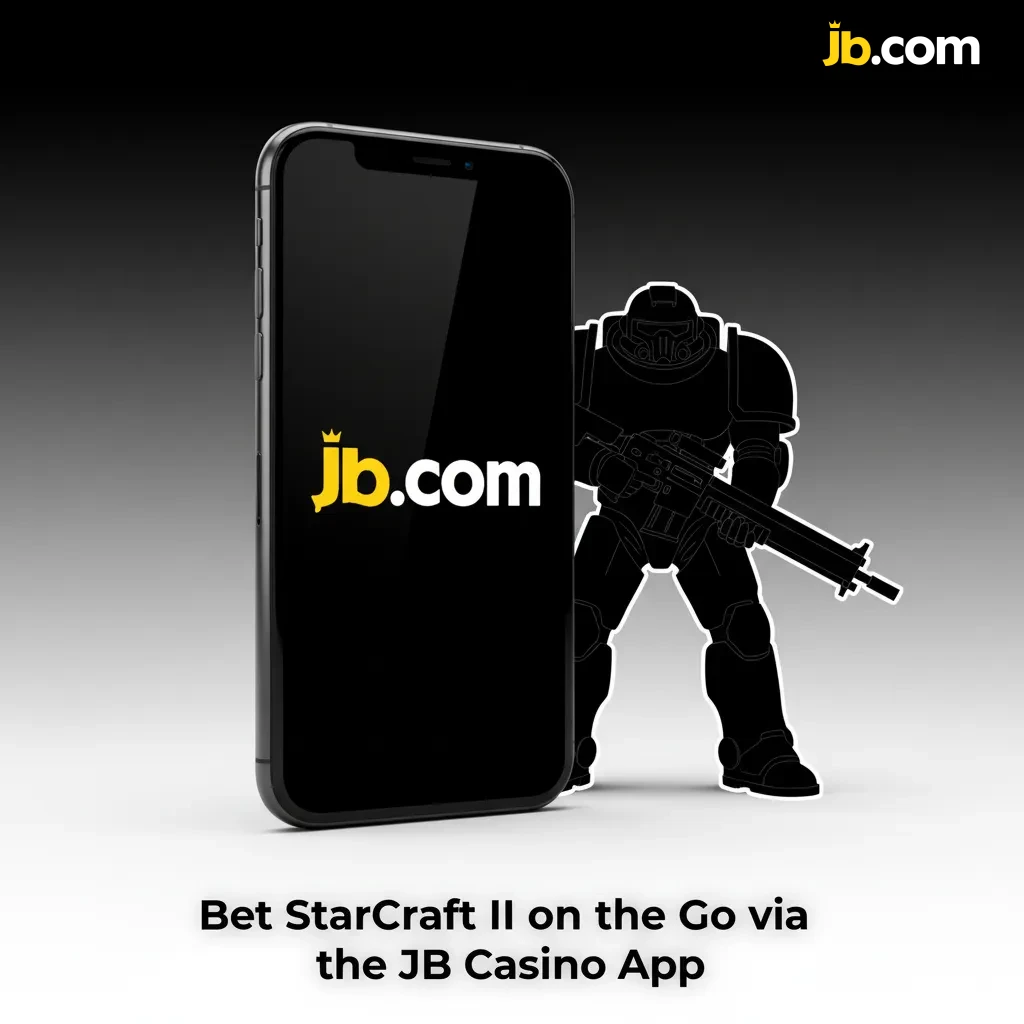 Smartphone showing JB Casino app with StarCraft II esports odds and live betting markets.