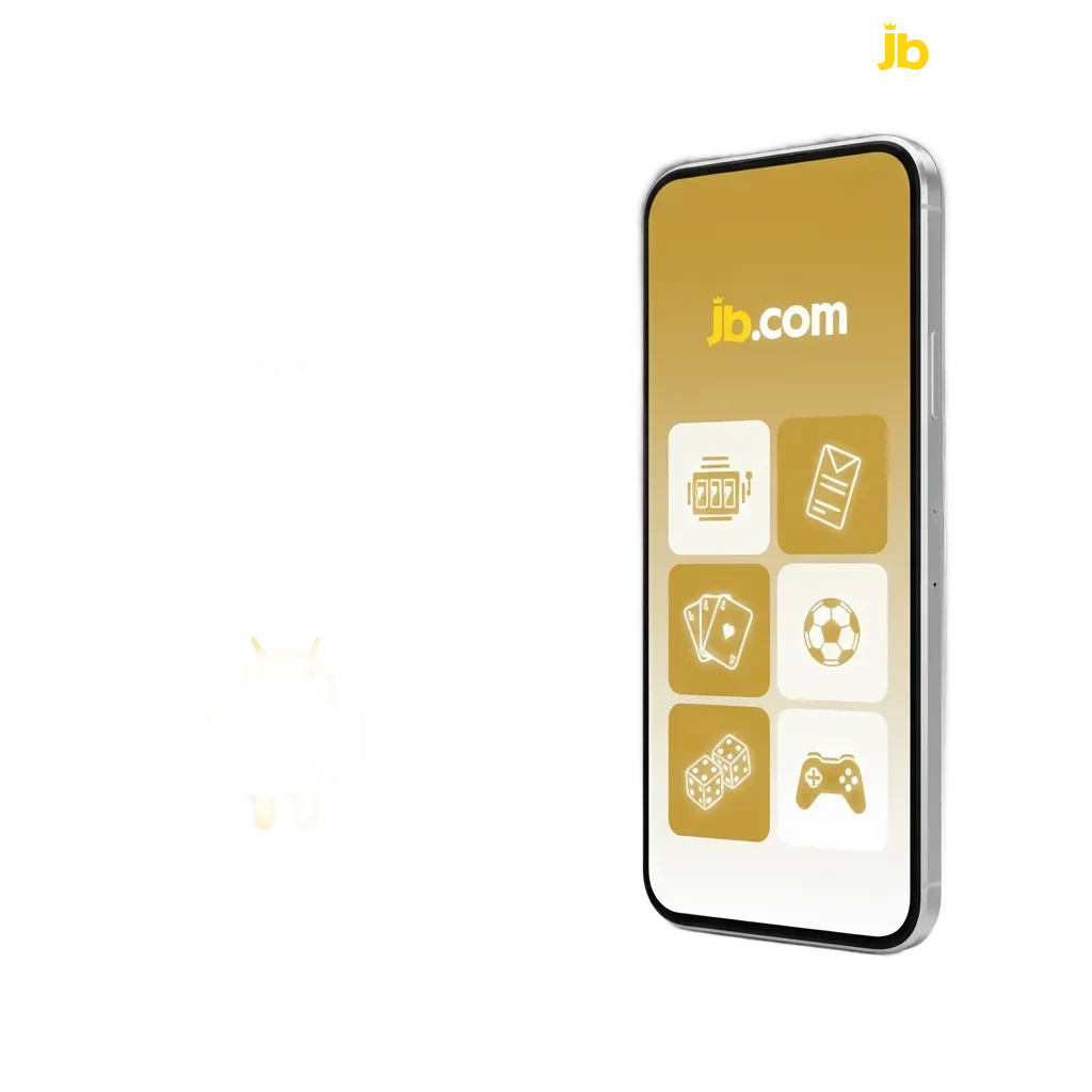 JB Casino Android app overview on phone showing live odds, in‑play betting, slots, and step‑by‑step installation