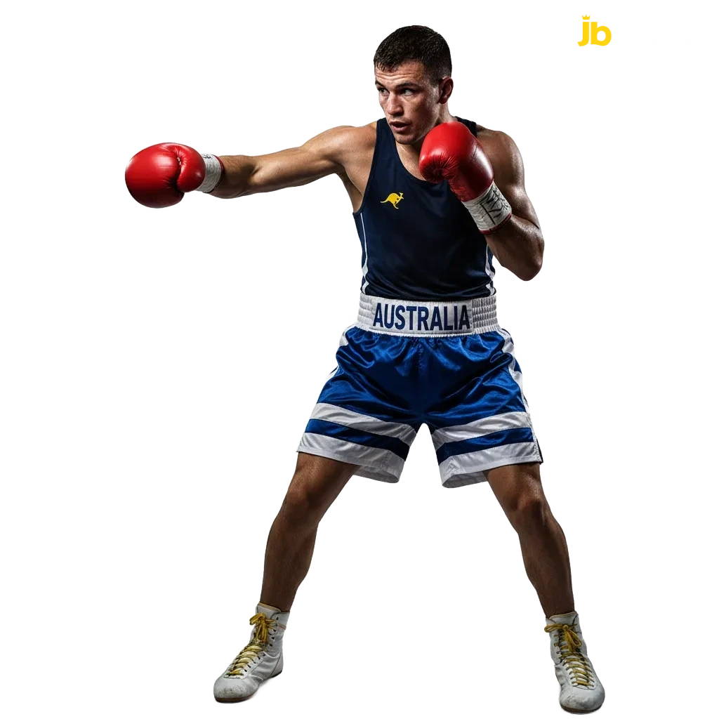 Banner with MMA fighters over Australia and JB Casino screens showing live MMA odds on mobile and desktop.