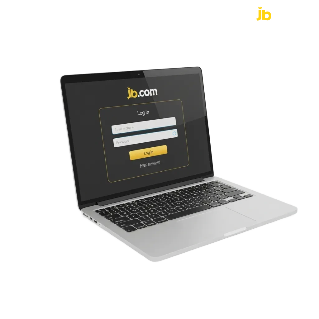 JB Casino Australia login screen with email/mobile and password fields, encrypted padlock, 2-step verification option.